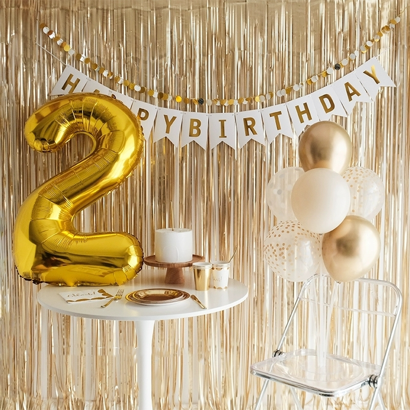 ชุดลูกโป่งวันเกิด-รูปตัวเลข-สีทอง-ครบรอบ-100-วัน-สําหรับเด็ก