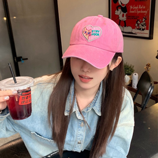 หมวกเบสบอล พิมพ์ลายแมวน่ารัก สีชมพู แฟชั่นฤดูร้อน สไตล์เกาหลี สําหรับผู้หญิง