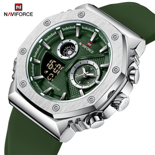 Naviforce นาฬิกาข้อมือดิจิทัล LED สายซิลิโคน กันน้ํา สไตล์ทหาร สําหรับผู้ชาย