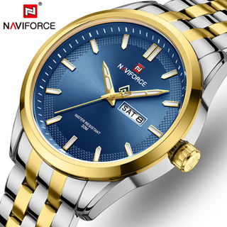 Naviforce นาฬิกาข้อมือควอตซ์แฟชั่น สายแสตนเลส กันน้ํา มีปฏิทิน สไตล์นักธุรกิจ หรูหรา สําหรับผู้ชาย