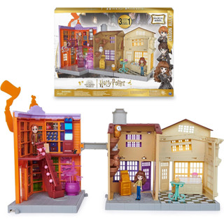 Wizarding World Harry Potter, Magical Minis Diagon Alley 3-in-1 Playset with Lights &amp; Sounds, 2 Figures, 21 Accessories 3-in-1 ชุดของเล่นฟิกเกอร์ Wizarding World Harry Potter Magical Minis Diagon Alley พร้อมไฟ และเสียง 2 ชิ้น 21 ชิ้น