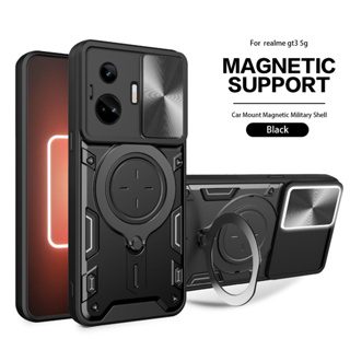 เคสโทรศัพท์มือถือแบบแข็ง ขอบนิ่ม กันกระแทก พร้อมตัวยึดวางแม่เหล็ก หรูหรา สําหรับ Oppo Realme GT3 RMX3709 P3