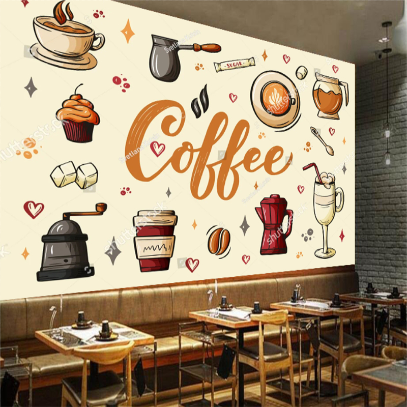 วอลล์เปเปอร์-ลายกาแฟ-วาดลายด้วยมือ-สําหรับตกแต่งผนัง-ร้านอาหาร-คาเฟ่-ร้านกาแฟ-ร้านกาแฟ-บ่าย