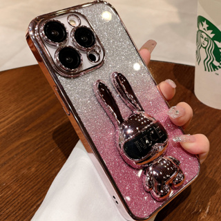 เคสโทรศัพท์มือถือ แบบใส ชุบไฟฟ้า ลายกระต่าย NICE สําหรับ iPhone 6 plus 6s plus 7 plus 8 plus xs max xr 11 pro max 12 pro max 13 pro max 14 plus 14 pro max