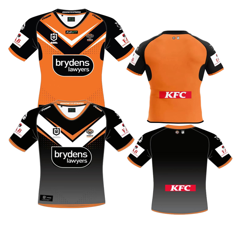 เสื้อกีฬาแขนสั้น ลายทีมชาติฟุตบอล West Tiger Home Away Rugby คุณภาพสูง
