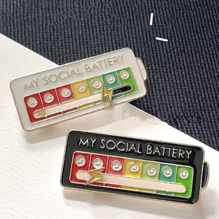 My Social Battery สไลด์ได้ สร้างสรรค์ อารมณ์ สลับเข็มกลัด Pin เข็มกลัด ป้าย เครื่องประดับ อุปกรณ์เสริม