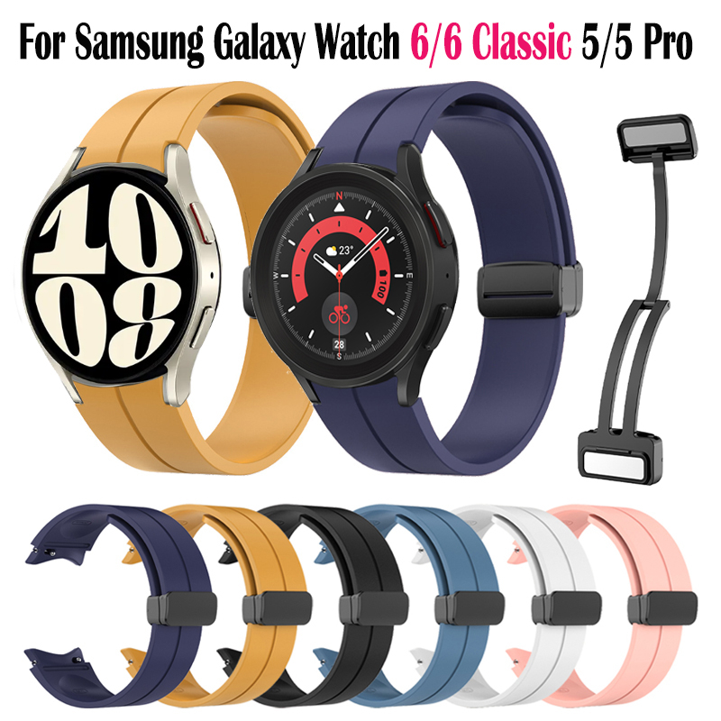 สายนาฬิกาข้อมือซิลิโคน-หัวเข็มขัดแม่เหล็ก-สําหรับ-samsung-galaxy-watch-6-5-4-44-มม-40-มม-galaxy-watch-6-classic-5-pro-45-มม-43-มม-47มม