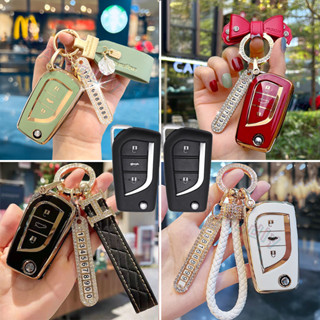 เคสกุญแจรีโมตรถยนต์ TPU แบบนิ่ม สําหรับ Toyota Fortuner Innova Toyota Corolla Camry Chr Rav4 Avensis Verso Auris Aygo Yaris Hilux Vellfire Revo Altis