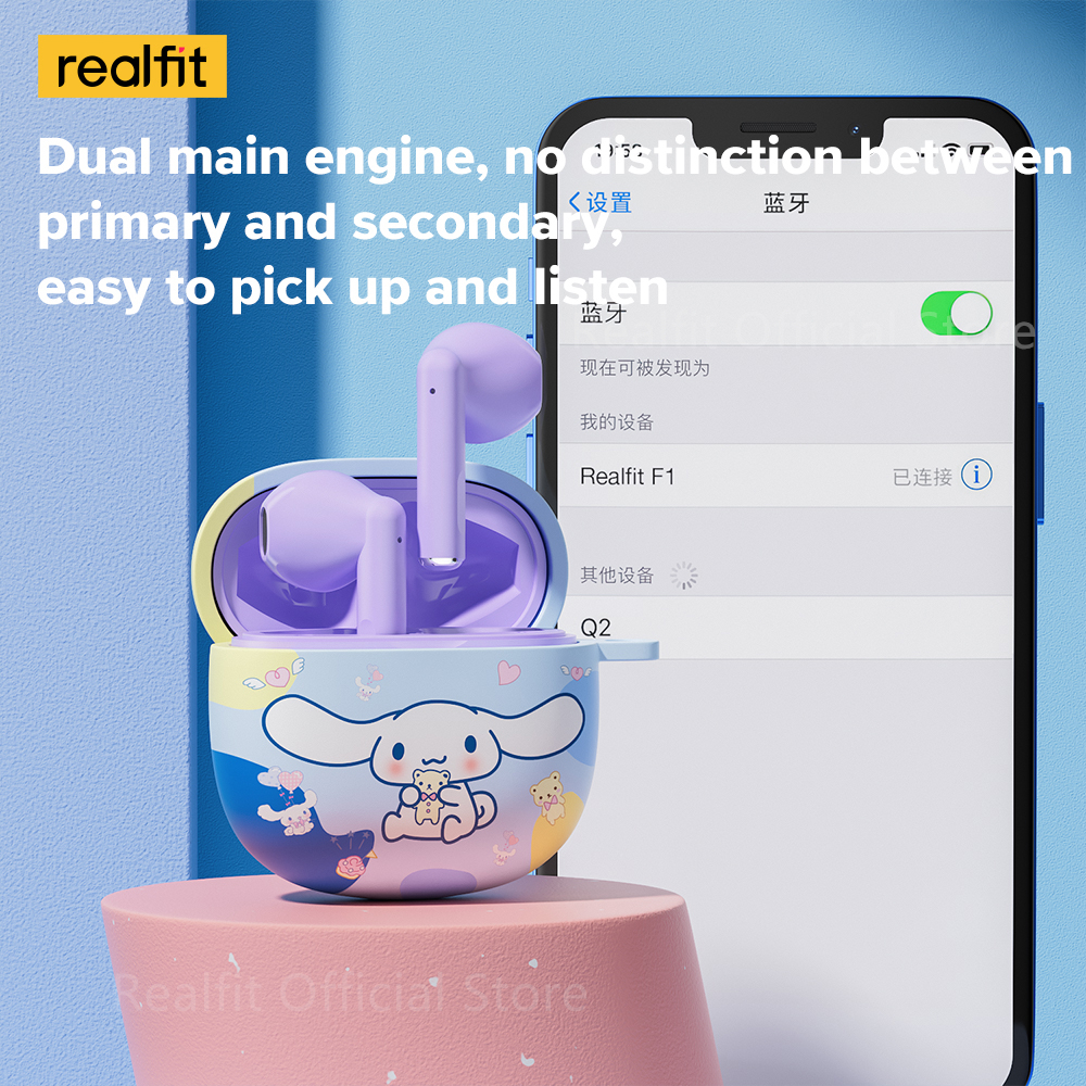 realfit-f1-หูฟังบลูทูธ-พร้อมเคสน่ารัก-พร้อมไมโครโฟน