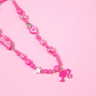 :: จี้ลูกปัด รูปหัวใจ สีชมพู สําหรับตกแต่งโทรศัพท์มือถือ MINISO MINISO Barbie Series