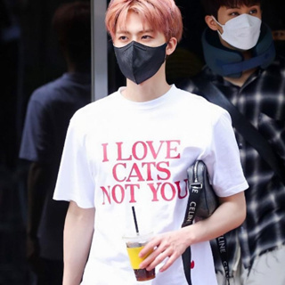 เสื้อยืดลําลอง ผ้าฝ้าย แขนสั้น คอกลม พิมพ์ลายตัวอักษร I LOVE CATS NOT YOU dream JAEMIN สีดํา สีขาว สไตล์เกาหลี