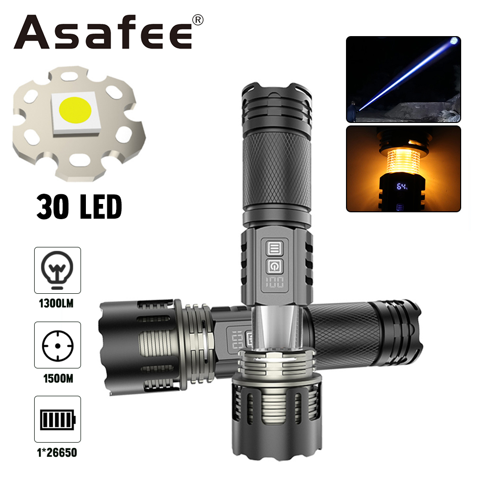 asafee-ไฟฉายฉุกเฉิน-led-30w-1500lm-ซูมได้-26650-แบตเตอรี่-สําหรับตั้งแคมป์-กลางแจ้ง