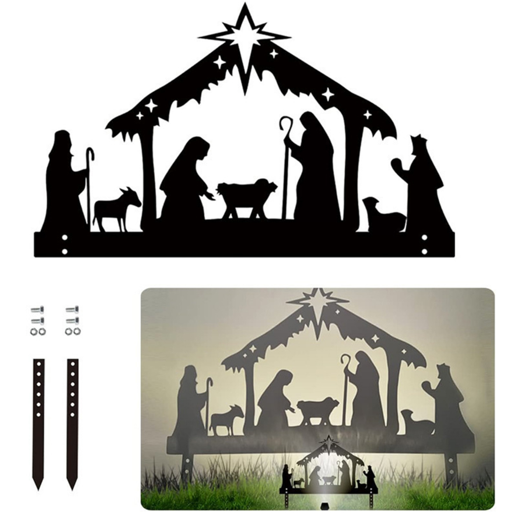 epay-ป้ายเหล็ก-รูปเงาพระเยซู-วันคริสต์มาส-สําหรับตกแต่งบ้าน-สวน