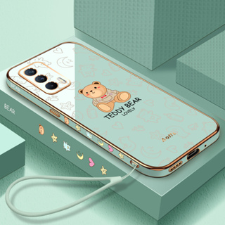 เคสโทรศัพท์มือถือ ลายการ์ตูนหมี พร้อมสายคล้อง สําหรับ Samsung A71 4G A51 4G A750 A23 A03 A03S A7 2018