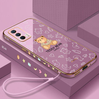 เคสโทรศัพท์มือถือ ลายการ์ตูนหมี พร้อมสายคล้อง สําหรับ Samsung M51 M52 M53 M54