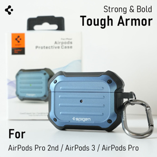 Spigen Tough Armor เคสป้องกัน TPU พร้อมพวงกุญแจ แบบสองชั้น สําหรับ AirPods Pro รุ่นที่ 2 3