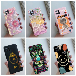 เคสโทรศัพท์มือถือ TPU นิ่ม พิมพ์ลายดอกไม้ นักบินอวกาศ สําหรับ Realme Narzo 50 4G 2023 Narzo50 RMX3286