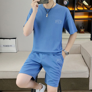 ชุดเสื้อแขนสั้น กางเกงขาสั้นลําลอง ปักลาย ระดับไฮเอนด์ แฟชั่นฤดูร้อน สําหรับผู้ชาย สุดเท่ แบบใหม่ มีสองชิ้น