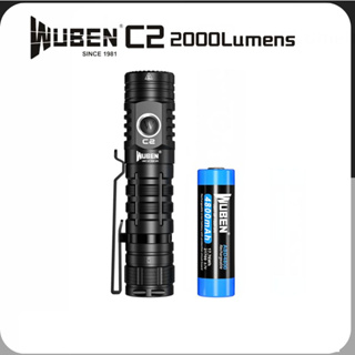 Wuben C2 Type-C ไฟฉาย LED 2000 ลูเมนส์ กันน้ํา พร้อมแบตเตอรี่ 21700 สําหรับตั้งแคมป์ เดินป่า
