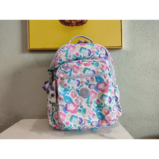 Kipling k21305 ใหม่ กระเป๋าเป้สะพายหลัง กระเป๋านักเรียน พิมพ์ลาย Aqua สีเขียว