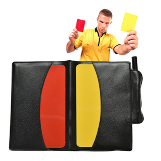 Peril ใหม่ กระเป๋าสตางค์ ใส่บัตรได้ สีแดง และสีเหลือง สําหรับใส่โน้ตบุ๊ก เล่นกีฬา ฟุตบอล