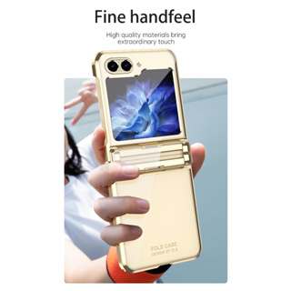 เคสโทรศัพท์มือถือแบบใส ชุบไฟฟ้า พับได้ ป้องกันหน้าจอ สําหรับ Samsung Galaxy Z Flip 5 Z Flip 4 3