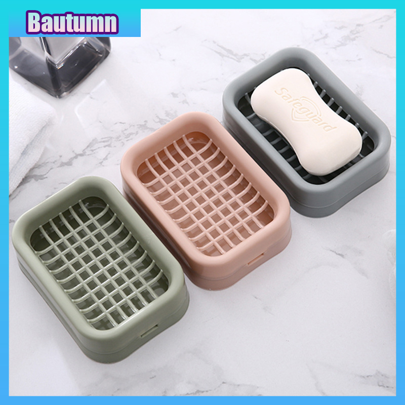 bautumn-กล่องสบู่สแควร์-กล่องสบู่พลาสติก-สองชั้น-กล่องสบู่ท่อระบายน้ำ-soap-box-bathroom-accessory
