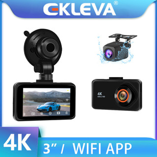 Ekleva กล้องบันทึกวิดีโอ DVR FHD 3840P WIFI 4K+1080P AHD 24H ขนาด 3 นิ้ว สําหรับติดรถยนต์