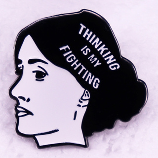Thinking is my fighting badge Quote by Virginia Woolf เข็มกลัดเคลือบเครื่องประดับ