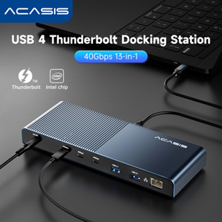 Acasis 13-In-1/5-In-1 Thunderbolt 4 ฮับ USB4.0 60W ชาร์จสูงสุด สําหรับแล็ปท็อป หน้าจอ 8K@30Hz หรือ Dual 4K@60Hz พอร์ต USB 3.1 Gen 2 สําหรับ MacBook Pro Air และอื่น ๆ