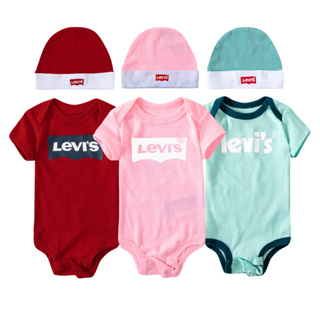Levis ชุดบอดี้สูท แขนสั้น ฤดูร้อน 2 ชิ้น สําหรับเด็กแรกเกิด เด็กผู้ชาย และเด็กผู้หญิง