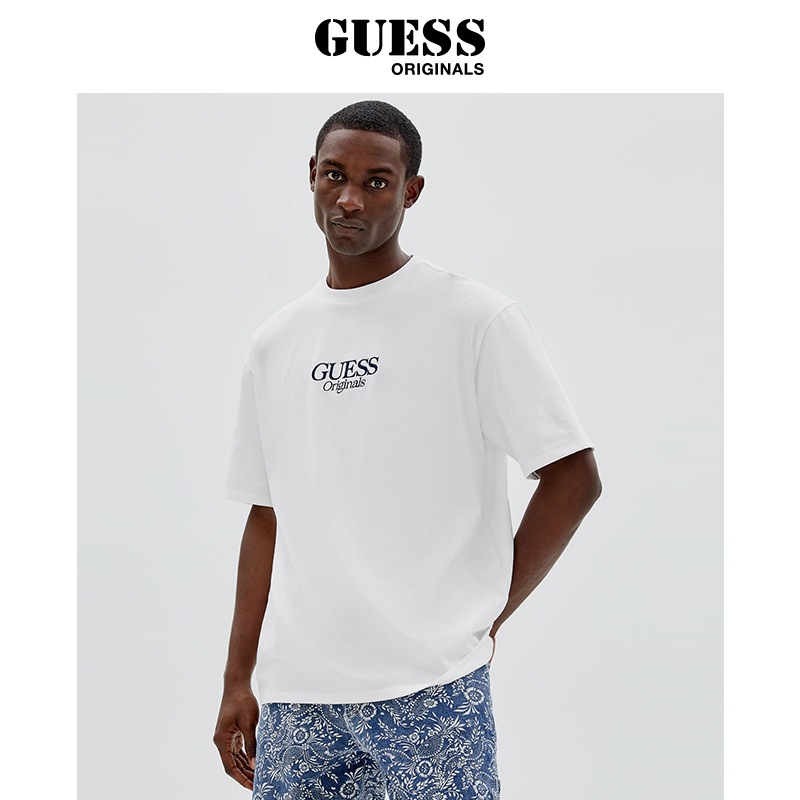 guess-เสื้อยืดแขนสั้น-ผ้าฝ้ายแท้-พิมพ์ลายโลโก้ตัวอักษร-สําหรับผู้ชาย-m2gi00k9xf2