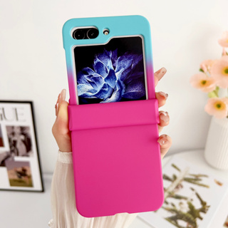 เคสโทรศัพท์มือถือแบบแข็ง ไล่โทนสี หลากสี สําหรับ Samsung Galaxy Z Flip 3 4 5 5G Flip5 Flip4 Flip3 3 ชิ้น