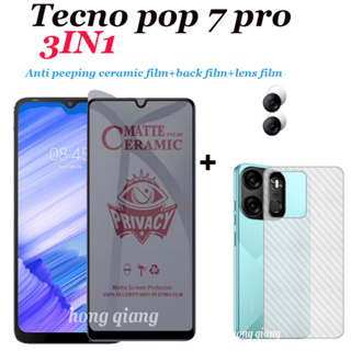 3in1) ฟิล์มกระจกนิรภัยกันรอยหน้าจอ และเลนส์กล้อง และฟิล์มด้านหลัง สําหรับ Tecno POP 7 Pro Tecno POP 6 Pro POP 7