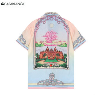 Casablanc เสื้อเชิ้ต แขนสั้น ผ้าฝ้าย พิมพ์ลาย มีสไตล์ สําหรับทุกเพศ