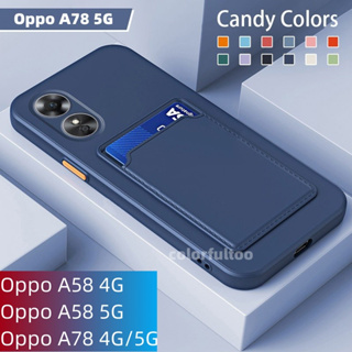 เคสโทรศัพท์มือถือ ซิลิโคนนิ่ม TPU ผิวด้าน กันกระแทก พร้อมช่องใส่บัตร สําหรับ Oppo A58 A78 5G A58 A17 A17K A 17K A78 4G 5G