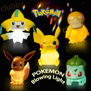 Pokemon ฟิกเกอร์ โปเกม่อนเป่าแสง Pikachu Eevee Psyduck ตุ๊กตาการ์ตูน ของเล่นตกแต่ง ของขวัญสำหรับเด็ก