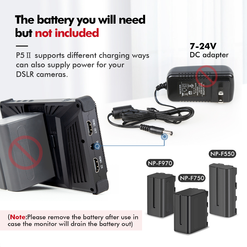 Desview p5ii กล้องตรวจสอบ 800nits ความสว่างสูง 5.5 นิ้ว IPS 4K
