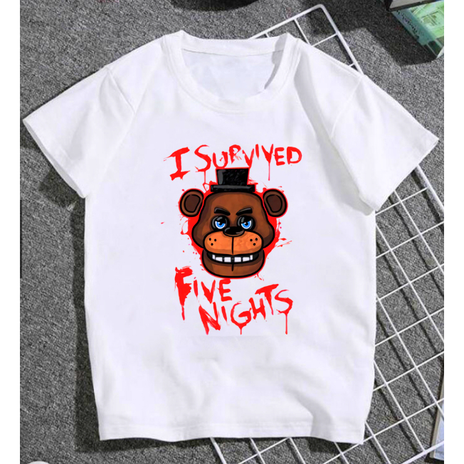 เสื้อยืดแขนสั้น-พิมพ์ลายการ์ตูน-five-nights-at-freddy-น่ารัก-สําหรับเด็กผู้หญิง-และเด็กผู้ชาย