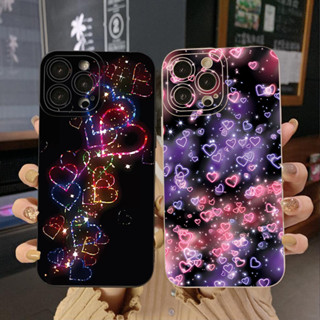 เคสโทรศัพท์มือถือ ขอบสี่เหลี่ยม ลายหัวใจ สวยงาม สําหรับ Xiaomi Redmi Note 12 12S 4G Pro 5G 9S 9A 12C