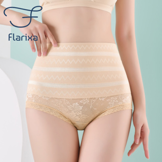 Flarixa กางเกงชั้นใน เอวสูง กระชับสัดส่วน กระชับสัดส่วน ไร้รอยต่อ สําหรับผู้หญิง ลูกไม้ หน้าท้อง ควบคุมกางเกง พลัสไซซ์
