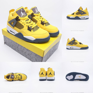Air Jordan 4 retro "tour yellow" รองเท้าบาสเก็ตบอลไฟฟ้า สไตล์เรโทร สําหรับผู้ชาย ผู้หญิง CT8527-700
