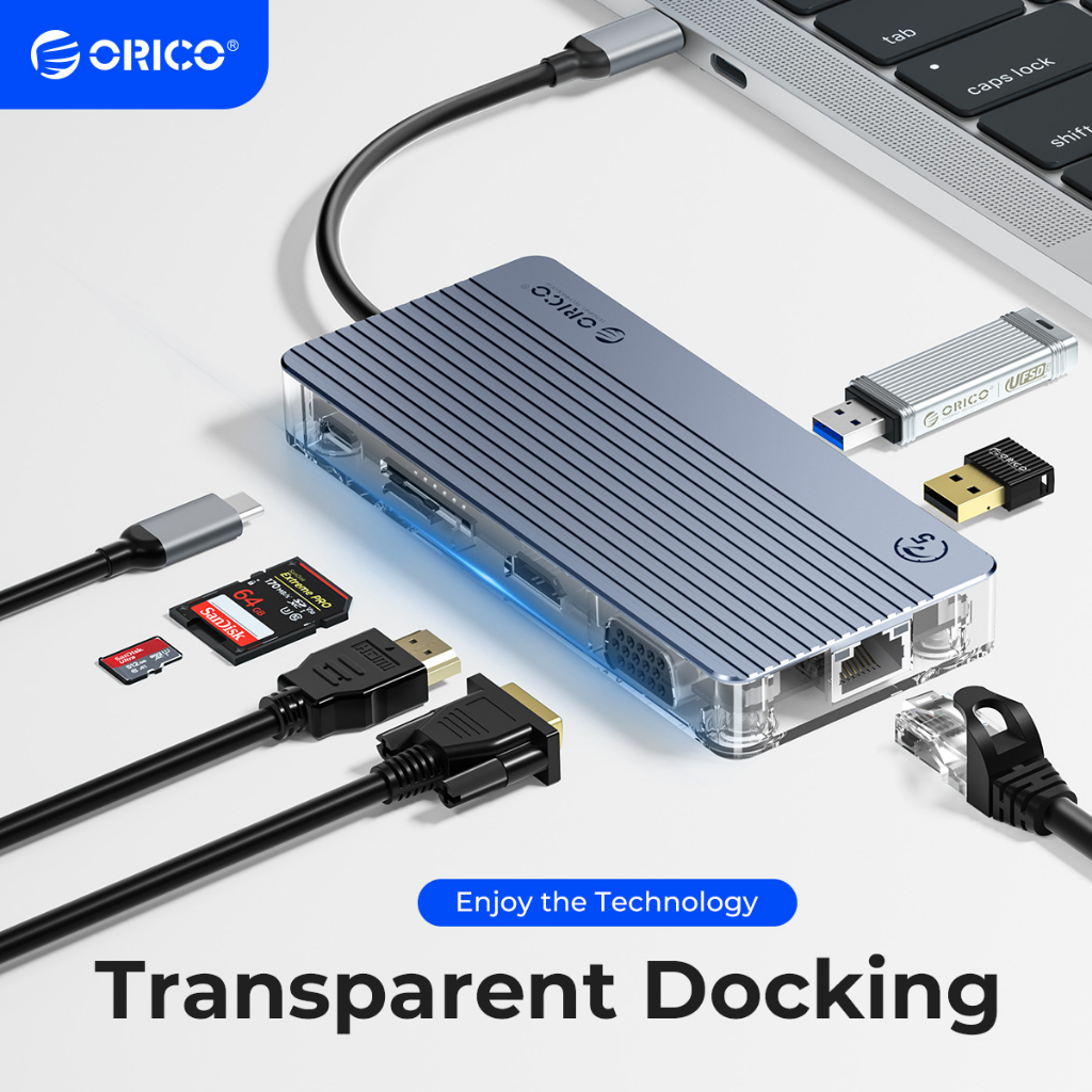 Orico อะแดปเตอร์ฮับ USB C Type C เป็น 4K HDMI RJ45 PD USB 3.0 อุปกรณ์ ...