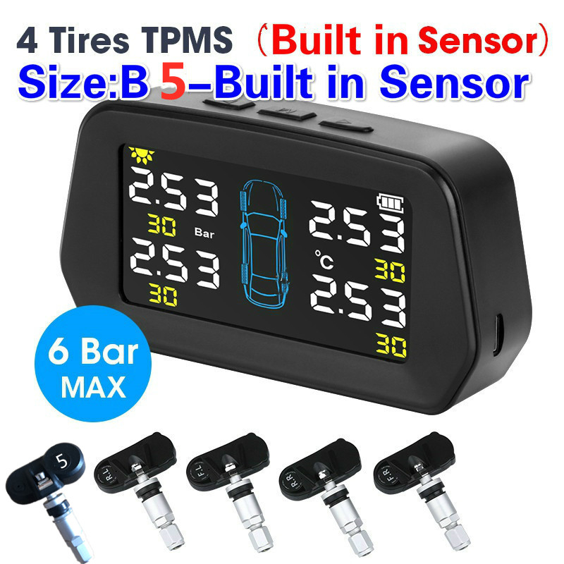 Langda Smart TPMS เครื่องวัดความดันลมยาง พลังงานแสงอาทิตย์ หน้าจอสี ...