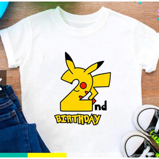 เสื้อยืด พิมพ์ลาย Pikachu เหมาะกับงานปาร์ตี้วันเกิด สําหรับเด็กผู้ชาย