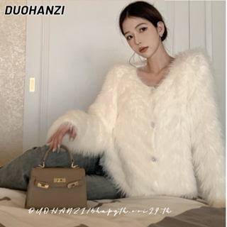 Duohanzi เสื้อแจ็กเก็ต คาร์ดิแกน คอวี ผ้าถัก สีพื้น สําหรับผู้หญิง