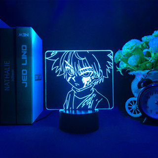 โคมไฟอะคริลิค Led รูปอนิเมะ Hunter X Hunter Killua 3d สําหรับตกแต่งห้องนอน ของขวัญวันเกิด