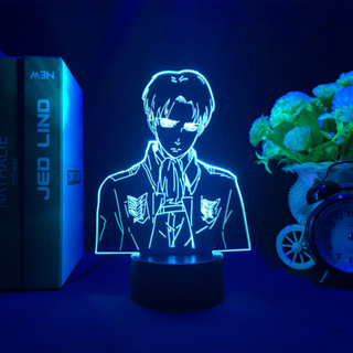 Levi Ackerman โคมไฟกลางคืน LED อะคริลิค ลายอนิเมะผ่าพิภพไททัน 3d สําหรับตกแต่งบ้าน ของขวัญเด็ก