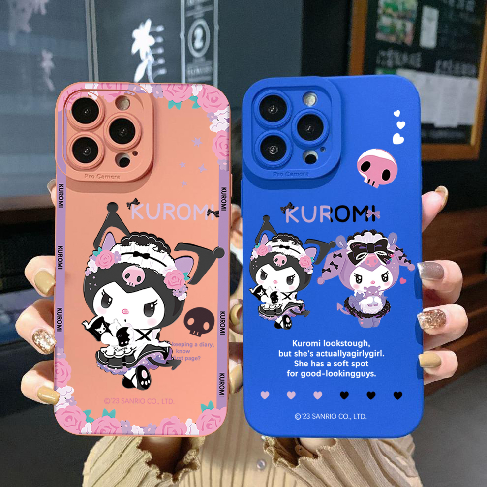 เคสโทรศัพท์มือถือ-ขอบสี่เหลี่ยม-ลายคุโรมิน่ารัก-สําหรับ-samsung-galaxy-a33-a53-a73-5g-a32-a52s-a72-a31-a41-a71