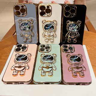 Straight Edge Casing for Vivo Y91 Y93 Y95 Y72 Y52 Y15 Y01 Y02 Y35 Y22 Y91C Y1S Y91i Y15 S A Y02S Y22S 4G 5G Crystal Star Bear Astronaut Stand 6D Soft Phone Case Cover 1MMT 14